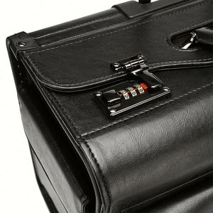 Premium Modern PU Leather Professional Business Travel Case Spinner Portable Lightweight Waterproof Pilot Trolley Luggage Lock - Product Image 5