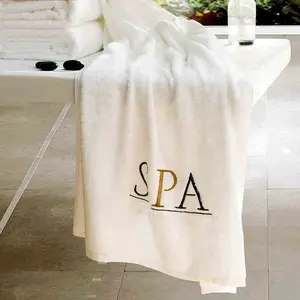 Логотип на заказ, 100% Египетский хлопок, белое однотонное банное полотенце, абсорбирующее банное полотенце, полотенце для душа