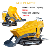 Mini-dumper chenillé puissant, camion benne hydraulique, moteur essence/diesel, machine de transport de matériaux pour chantier, machine basculante