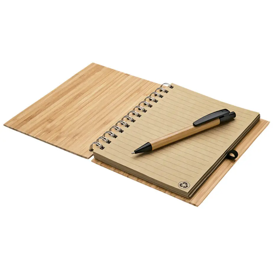 Logo Printed Notebook Gift Cover - Bamboo wooden pen - Diary notebook