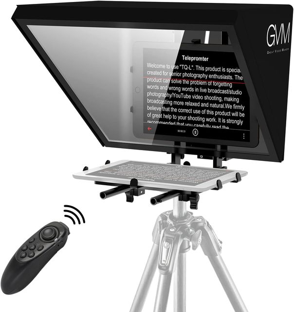 GVM Official TQ-L Professional Interview Foldable Teleprompter for Smartphone DSLR Camera Live Video Record BlueTooth Control