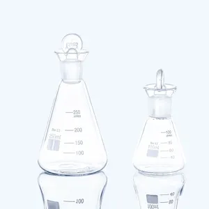 Lab boro 3.3 Glass 250ml 500ml 1000ml triangular Conical Iodine number Flask With Standard Ground Stopper
