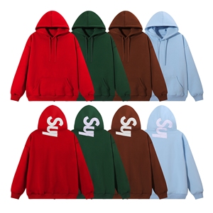 Sweat-shirts unisexes 1:1 de haute qualité en coton pour l'automne, coupe classique, noir, gris, rouge, bleu, broderie 3D, anti-plis, doublés - Product Image 1