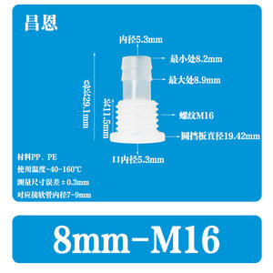 Plaque semi-perforée 8-M16 à filetage extérieur, raccord en T/écrou, passage droit/réducteur, en plastique, pour tuyaux de plomberie - Product Image 1