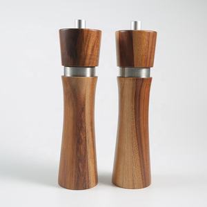 相思木盐胡椒研磨机套装木质厨房香料研磨机，具有可调节的细粗陶瓷芯 - Product Image 1