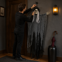Décoration d'Halloween suspendue SIPKLR 35'' - Squelette effrayant, sorcière, fantôme - Décoration pour maison hantée, fête, jardin