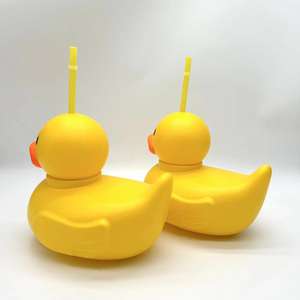 ग्रीष्मकालीन हैवीयन कार्टून प्यारा पुआल पेय 1000 मिलीलीटर pvc भोजन मग बतख के आकार का कप - Product Image 4