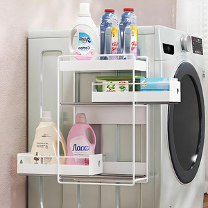 3 livelli estraibile lavatrice laterale magnetico Rack bagno senza punzonatura mensola per bucato detersivo per bucato organizzare supporto - Product Image 5
