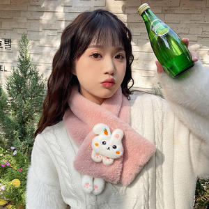 Wholesale Polyester <b>FAUX</b> <b>Fur</b> Italy Rex Rabbit Velvet Cute Cartoon Solid Color Women`s <b>Scarves</b> for Winter Outdoor - Product Image 4