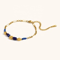 Chaîne en acier inoxydable faite à la main Dingran avec perles en pierre naturelle Bracelets de haute qualité pour dames Style tendance