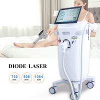 Machine d'épilation permanente professionnelle 808nm 755nm 1064nm, refroidissement par glace indolore, pour équipement de salon de beauté, brosse de nettoyage