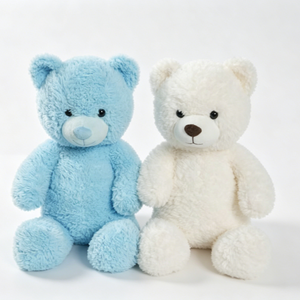 Customized Soft Fluffy Matching Sitting <b>Stuffed</b> Bear Duo, Twin Teddy Bears, Gender Neutral Nursery Decor - Product Image 4