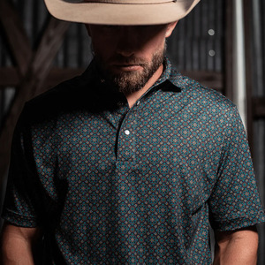 2025 사용자 정의 도매 꽃 인쇄 자수 로고 남자의 폴로 셔츠 폴리에스터 스판덱스 혼방 빠른 건조 남자의 서양 폴로 셔츠 - Product Image 2