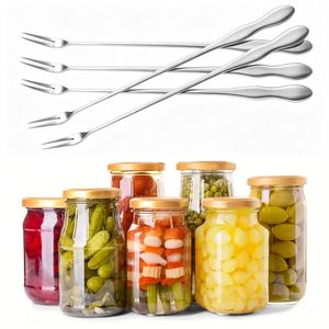 Fourchettes à fruits en acier inoxydable à long manche, fourchettes à conserves pour cornichons, olives, concombres, accessoires de cuisine pour usage quotidien, vente en gros - Product Image 1