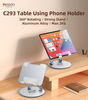 Support de téléphone portable C293 Yesido en alliage d'aluminium, rotatif à 360°, avec excellente dissipation thermique et design pliable pour table