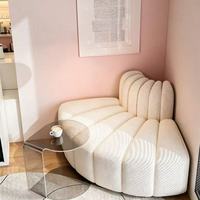 Sofa Seksional Kain Teddy Lengkung yang Dapat Disesuaikan, Sofa Penerima Tamu Terkenal di Internet untuk Aula Komersial & Salon Kecantikan