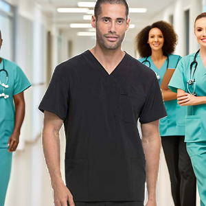 Ensemble de blouses médicales unisexes personnalisées, col en V, uniforme d'hôpital, manches courtes, vêtements de travail pour infirmières, service OEM - Product Image 2