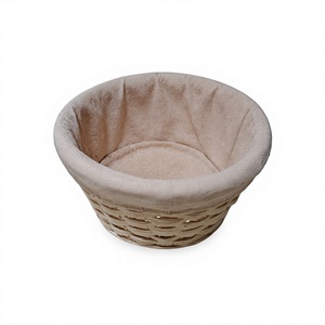 Panier de rangement rond écologique 100% bambou avec doublure en tissu de coton non blanchi, décoration intérieure - Product Image 2