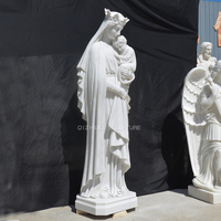 Sculpture religieuse de la Vierge Marie avec l'enfant Jésus, taille réelle, sculptée à la main, en bois blanc