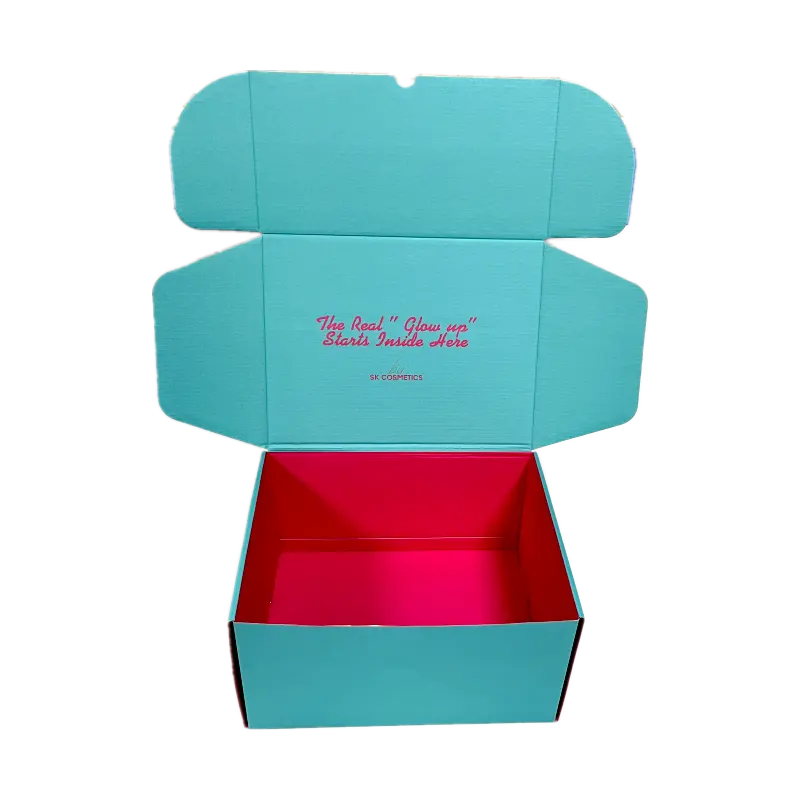 OEM-Fabrik kundendefiniertes Logo wellpappe-Verpackung Versandbox Qualitätssicherung rosa Farbe Kosmetik-Versandpapier Prägedruckprägung