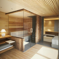 SAUNA TRIUNITY Low EMF Kayu Hemlock Kanada Populer untuk 2 Orang, Sauna Inframerah Spektrum Penuh Karbon