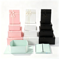 Boîte cadeau à bijoux à deux couvercles, pliable, avec décoration en nœud, 1200g, carton rigide, dorure à chaud, UV, emballage personnalisé en papier