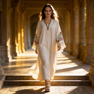 Abaya en polyester brodée sur mesure de style Moyen-Orient de luxe pour femmes musulmanes, robe de soirée élégante - Product Image 3