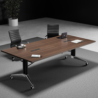Table de conférence pliable en bois - Design moderne et élégant, gain de place, multifonctionnelle, haute qualité, rangement facile, pour la maison, le bureau, la chambre