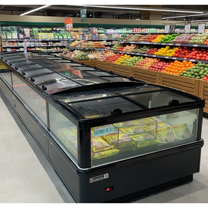 Congélateur commercial pour îlot de supermarché, avec éclairage LED, 2 portes vitrées, refroidissement direct, dégivrage automatique, contrôle numérique pour aliments surgelés - Product Image 2