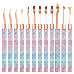 Ensemble de pinceaux à ongles en métal effet écaille de poisson pour dégradé, liner et peinture sur gel UV en salon de manucure - Product Image 5
