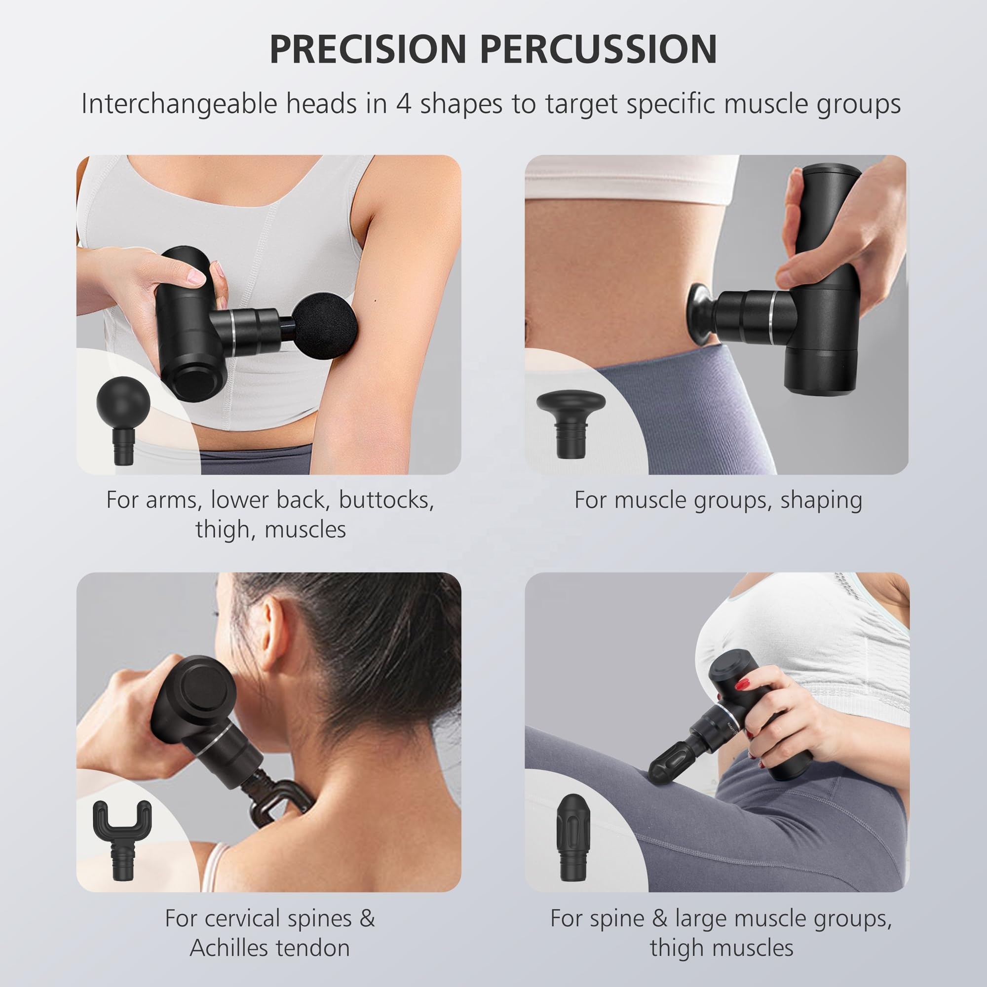 Pistolet De Massage Musculaire Portable - 4 Têtes, Rechargeable, Percussion Profonde - Modèle YSYM13