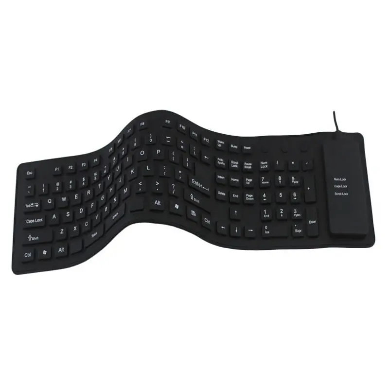 Keyboard Kantor Sunyi, Tombol 85 Kunci dan 109 Kunci Digital Silikon Lipat Tahan Air Lembut dan Fleksibel Usb Zerty untuk Laptop