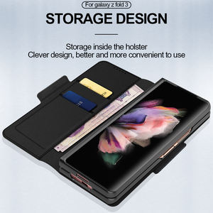 Étui <span class=keywords><strong>en</strong></span> cuir PU à fente magnétique de luxe pour Samsung Galaxy Z Fold 3 5G étui de téléphone portable housse de protection arrière tout compris - Product Image 4