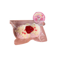Squishy en silicone fraise double pack, texture argile séchée à l'air, jouet anti-stress à double rebond