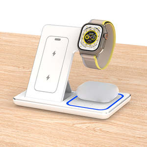 Harga grosir kustomisasi pengisi daya nirkabel 3 dalam 1 lipat 15W pengisi daya nirkabel cepat stasiun dudukan Earphone jam tangan telepon - Product Image 2