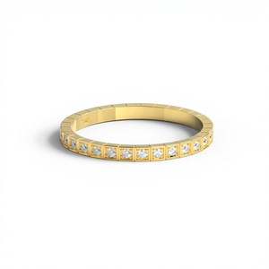 18K Gold Plated Round Diamond <b>Ring</b> Minimalist Square Bezel Set Eternity Band Stackable Wedding <b>Rings</b> For Women Fine Jewelry - Product Image 1