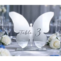 Panneau de table en acrylique papillon, carte de placement vierge effet miroir, décoration de mariage et de fête, impression UV, vente directe usine OEM/ODM