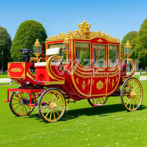 Calèche électrique royale de luxe à cabine fermée avec lampes décoratives, véhicule rétro à quatre roues pour service de tourisme en parc à thème - Product Image 2