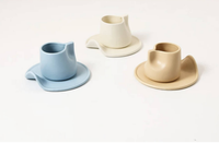 Tasse et soucoupe de thé au lait en céramique givrée mate de couleur bonbon Macaron exquise rétro simple expresso tasse à café soucoupe