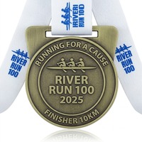[LuckyCraft/2026] Medaglia Sportiva Personalizzata in Bronzo Anticato con Rilievo 3D per Maratona River Run 100 e Premiazione per i Finalisti di Canottaggio