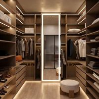 Balom Armoire en bois sur mesure, style ouvert, design de luxe, pour chambre à coucher, avec bande LED