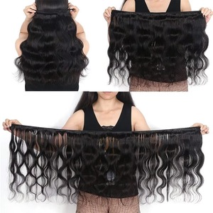 100% ברזילאי בתולה remy שיער אריג שחור טבעי ארוג גוף שחור טבעי חבילות עם קצוות מכונה מלאה לנשים שחורות - Product Image 5