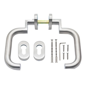Poignée de <span class=keywords><strong>porte</strong></span> fendue en acier inoxydable 304 à <span class=keywords><strong>plaque</strong></span> étroite avec écusson ovale et double crochet pour portes en aluminium - Product Image 1