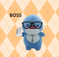 En gros, Pendentif porte-clés multifonction en peluche de coton, modèle Requin gras bleu de 4 pouces, pour le bricolage