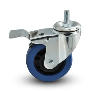 3 Inch Blue Rubber Casters Swivel Cart Castor Heavy Duty Double Ball Bearing Casters