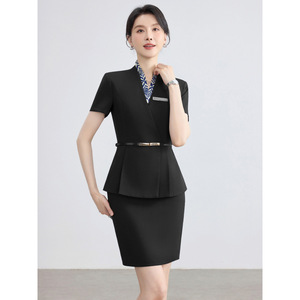 Women's Professional Summer Suit Set Short Skirt Satin Anti-Wrinkle Office Lady Business Banquets Job Interviews - Product Image 3