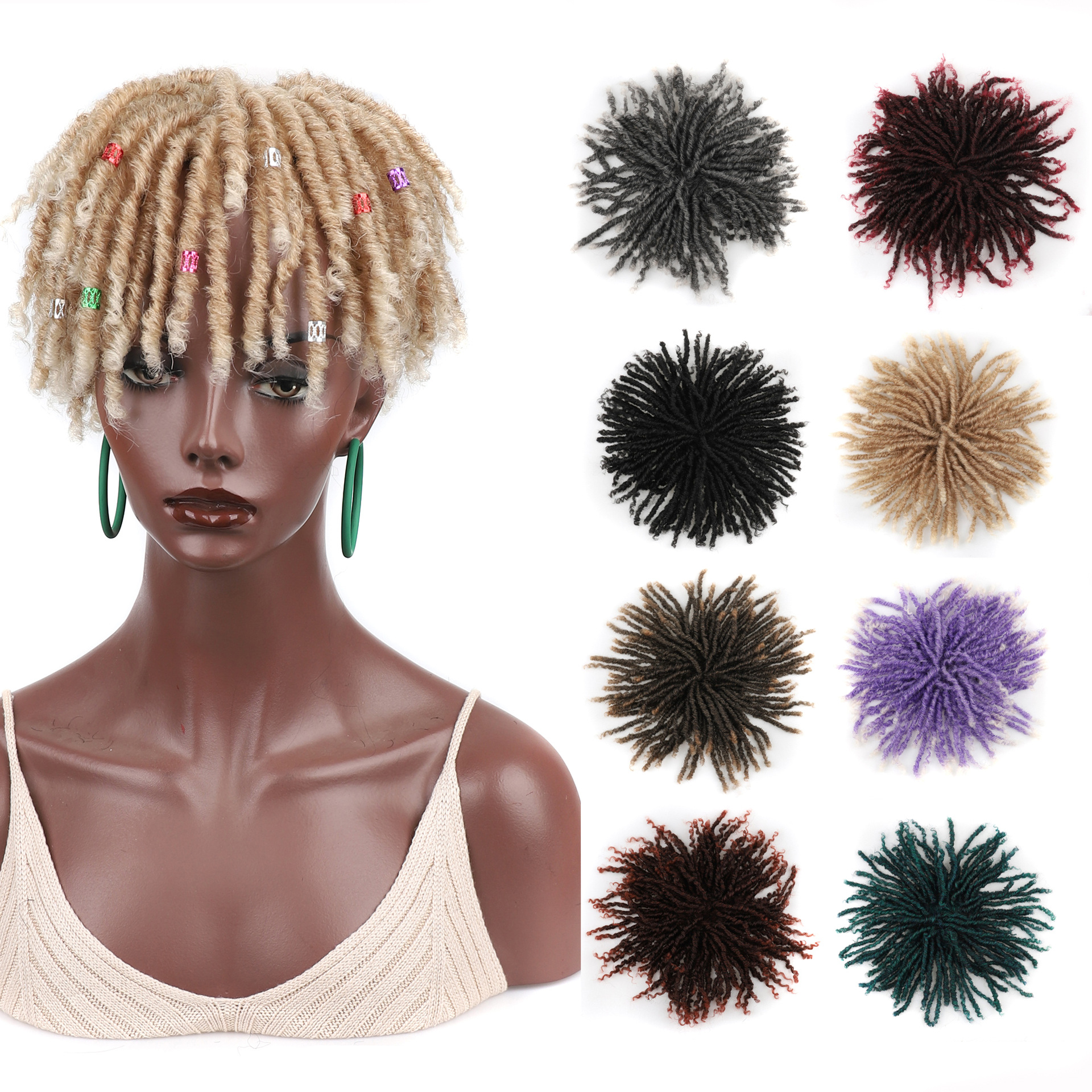 6 Inch Light Brown Lace Synthetic Dreadlock Hair Topper Wig with Clips Short Synthetic Dreadlocks Hair Pieces Toupee