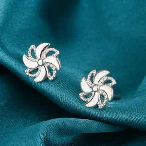 New 925 Sterling Silver Elegant Simple Cute Windmill Women's Earrings High Jewelry