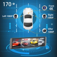 Cámara para Auto con Pantalla Táctil IPS 4K de 4 Canales, con WIFI, ADAS, BSD, Visión Nocturna, Monitor de Estacionamiento 24H, Espejo Retrovisor de 11.26 Pulgadas, DVR para Auto T80