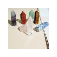 7 Stück Natur heils tein Turm Punkt Set Rosenquarz Amethyst weißen Kristall Zauberstab Punkt